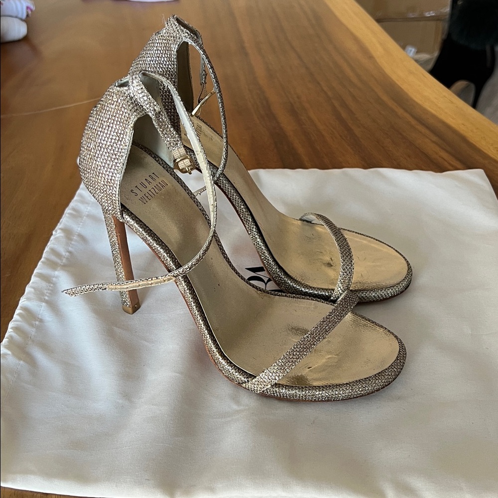 Stuart Weitzman Nudist Metallic Heels